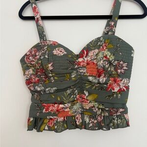 Band of Gypsies NWT Floral Green Cropped Women's Tank Top